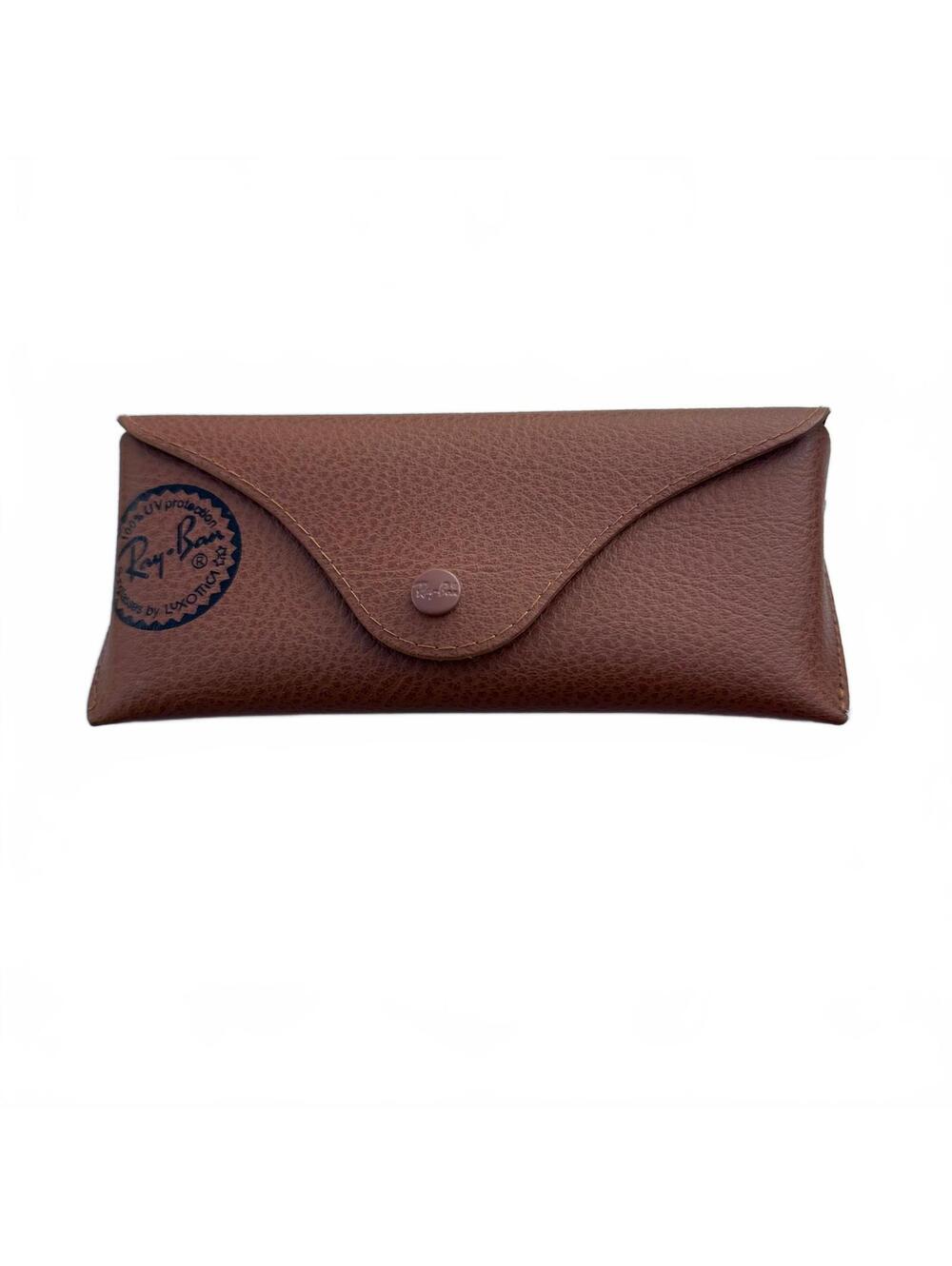 Ray-Ban Sunglasses Case Brown Faux Leather Textured Snaps Replacement Pouch